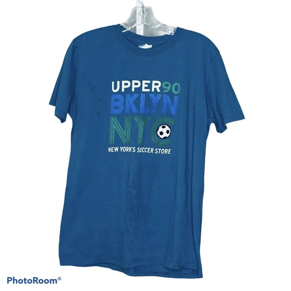 Gildan Women's T-Shirt Soft Style Blue Crew Neck Brooklyn Soccer Store Size M - Picture 3 of 4